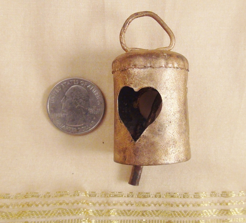 Bright GOLD Heart BELLS Gold Bells with HEART Cutouts 2 1/4 Inch-Recycled Iron Metal Bells-Great for Craft Projects-Make Wind Chimes image 6