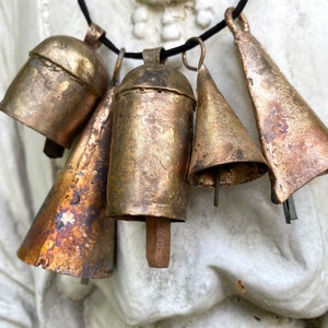 BARN BELLS in Small Sizes 5 Distinctive Golden Rustic Bells Full of Beautiful Rough Hewn Variations Perfect for ALL Home Decor image 3