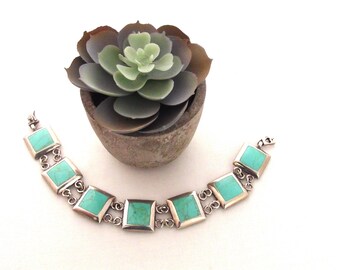 Bracciale cuff argento turchese stile western - Abbigliamento e Accessori In vendita a Como