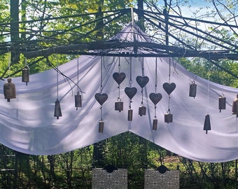 WEDDING BELL PACKAGE-A Beautiful Mix of 14 of Our Large Bells Plus 6 Love Chimes, Jute Included-Boho, Beach, Garden, Gazebo, Trellis Decor