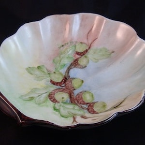 LIMOGES Vintage Dish with Acorn Pattern, Scalloped Edges-So Adorable and Chic-For Candy, Nuts or as an Elegant Accent Piece...Gorgeous!!!
