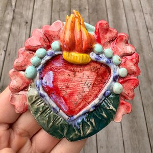Sacred Heart — Handmade Ceramic Wall Piece, One of a Kind
