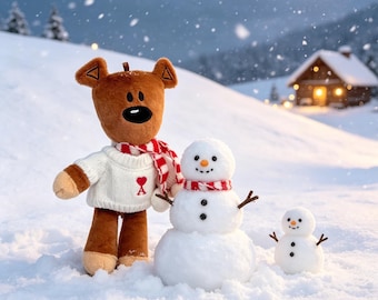 Mr. Bean Teddy Bear Plush Toy, Cute Brown Bear Stuffed Animal,Gift for Kids Friend, Small Soft Bear Plushie for Home Ornament