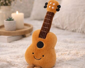 Guitar Plush Toy | Kawaii Stuffed Animal, Soft Cuddly Decor
