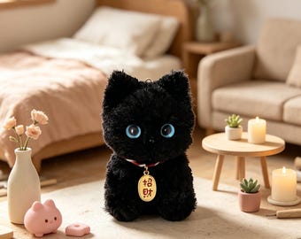 Handcrafted Plush Cat Wind Spinner, Lucky Charm Decor, Feng Shui Ornament