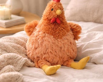 Plush Chicken Rooster Doll, Soft Cozy Comfort Toy, Nursery Decor, Animal Lover Gift