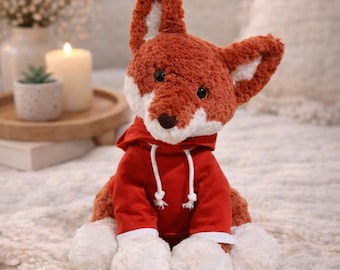 Handmade Plush Fox Doll, Soft Cuddly Stuffed Toy, Woodland Animal Plushie