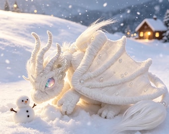 Handmade Chenille Stem Dragon Plushie | Fantasy Art Figurine, Room Decor