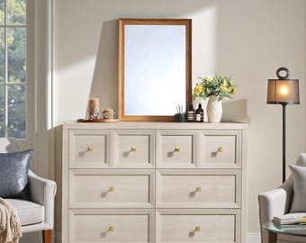 Modern 6 Drawer Dresser Wide Chest Storage TV Stand Farmhouse Organizer