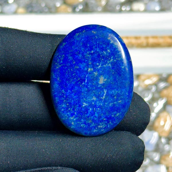 52 Ct Natural Lapis Lazuli Cabochon Deep Royal Blue Loose Stone for Jewelry Making Healing Crystal Jewelry Handmade Gemstone 41x32x4 MM