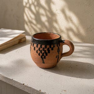 Authentic Moroccan Berber Mug - Traditional Clay Drinkware - Boho Kitchen Decor