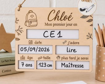Pancarte Rentrée Scolaire Personnalisée Prénom Enfant Maternelle Cadeau Photo Souvenir Premier Jour École Fin Année Fait Main France