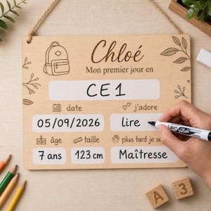 Pancarte Rentrée Scolaire Personnalisée Prénom Enfant Maternelle Cadeau Photo Souvenir Premier Jour École Fin Année Fait Main France