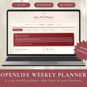 Interactive Digital Weekly Planner | Habit Tracker, Calendar, Review (Digital Download)