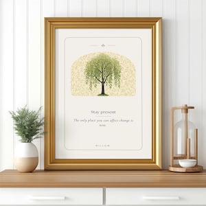 Cuadro decorativo de sauce / Lámina de árbol de arte popular / Colección Rooted / Decoración imprimible inspiradora (Descarga digital)