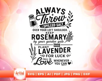 Always Throw Spilled Salt SVG, Witchcraft Quote, Practical Magic (Digital Download)