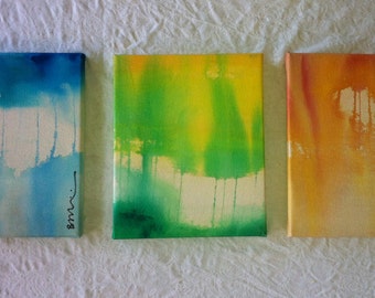 Set of 3 Original Nature-Inspired Paintings: Weep, Grow & Shine by Beth Slater Winnick