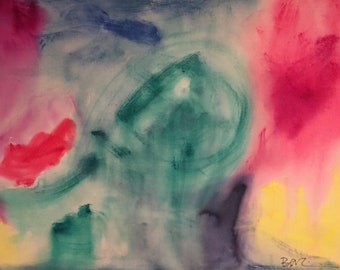 Original Abstract Colorwash Painting: Hot on the Scent of Integrity (part of my Leadership or the Lack Thereof Series)