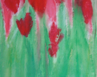 Vibrant Abstract Tulip-Inspired Painting - "Sprung (with Love)" by Beth Slater Winnick