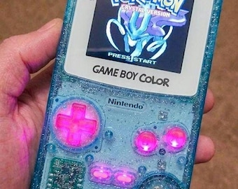 Crystal Blue Glittery Gameboy Color  [Retromodded]