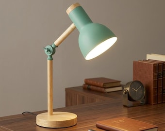 Nordic Wooden Table Lamp – Adjustable LED Bedside Reading Light