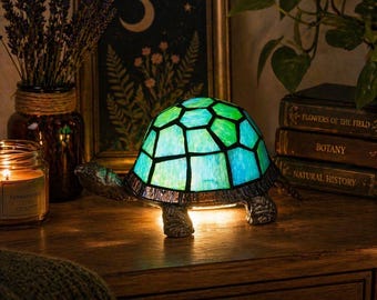 Turtle Stained Glass Night Lamp | Turtle Table Light | Coastal Decor Lamp | Animal Bedside Light | Unique Gift Idea