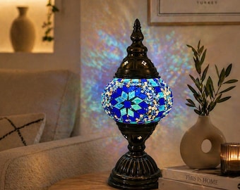 Tiffany Style Turkish Mosaic Lamp – Oriental Table Lamp in Colored Glass – Boho Decorative Lamp – Cozy Ambiance Lamp for Living Room or Bedroom