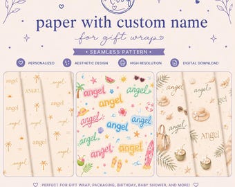 Papier cadeau avec le nom « Angel » - Téléchargement numérique, prêt à imprimer au format 50 x 70 cm