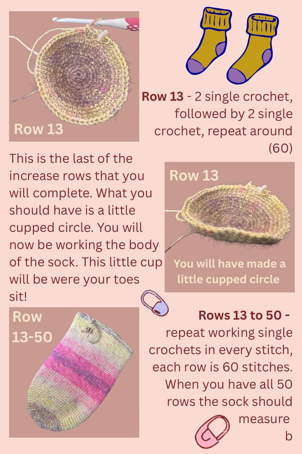 Beginner Crochet Sock Pattern PDF | Easy Step-by-step Socks With Photos ...