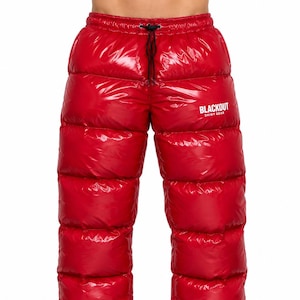 Pantalones acolchados brillantes para hombre / Pantalones deportivos acolchados de nailon brillante / Pantalones de invierno rellenos de poliéster