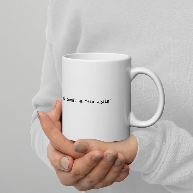 Git Commit Mug for Developers, Funny Programmer Coffee Cup