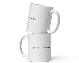 Git Commit Mug for Developers, Funny Programmer Coffee Cup