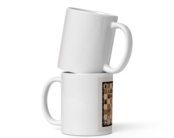 Queen f7 Chess Mug, Brilliant Sacrifice Chess Puzzle Gift Coffee Cup