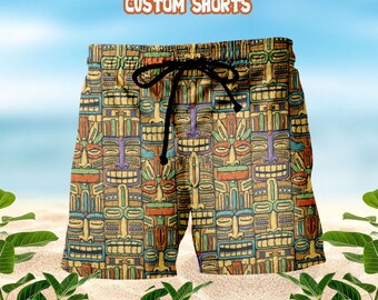 Funny Hawaii Style Pattern Shorts, Custom Face Men/Women Swim Trunks, Summer Shorts, Beach Shorts With Face Photo, Gift For Him/Her