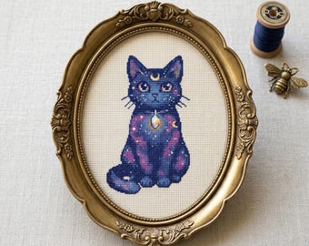 Galactic Cat-kruissteekpatroon, Cosmic Space-borduurwerk-pdf (digitale download)