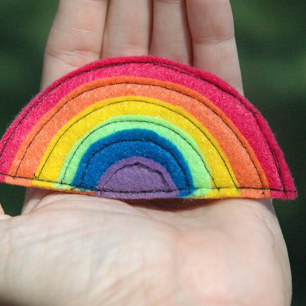 RAINBOW Brooch - Pink Rainbow Badge - Kid Rainbow Badge - Happy Brooch - Somewhere Over the Rainbow - Pride