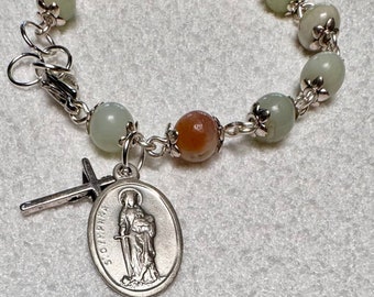 Saint Dymphna Amazonite Bracelet: Mental Health Prayer Beads