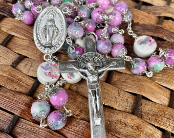 Artisan crafted rosary, wall statement rosary, gift, prayer beads