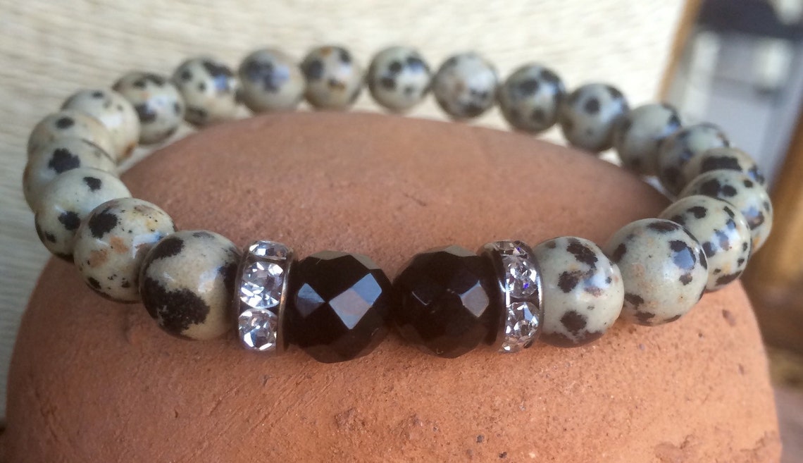 The Classic Stone Hinged Bracelet Duo in Dalmation/Gold