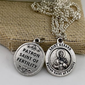 St Gerard necklace. Back engraved with the words &quot;Patron Saint of Fertility. 7/8&quot; made in Italy | Saint Gerard | Fertility  pregnancy - gift