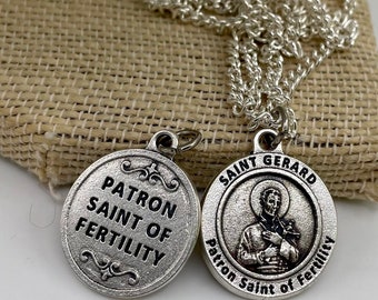 St Gerard Medal Necklace: Patron Saint of Fertility, Made in Italy