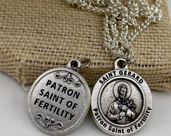 St Gerard necklace. Back engraved with the words "Patron Saint of Fertility. 7/8" made in Italy | Saint Gerard | Fertility  pregnancy - gift