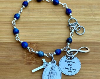 Lapis Lazuli Gemstone Bracelet: Never Give Up Charm, Strength Gift