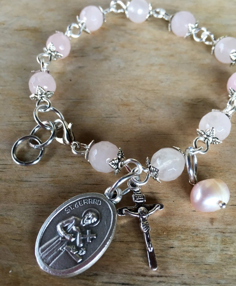 Fertility prayer bracelet handmade with rose quartz