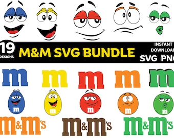 M&M Faces SVG Clipart Bundle, T-Shirt Designs (Digital Download)