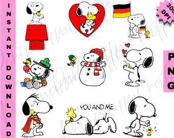 Snoopy PNG,Cartoon Puppy Clipart, Comic Dog Graphics (Digital Download)