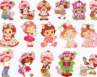 10+Strawberry Shortcake PNG Clipart: Retro Cartoon Bundle (Digital Download)