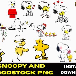Snoopy PNG-paket | Woodstock (digital nedladdning)