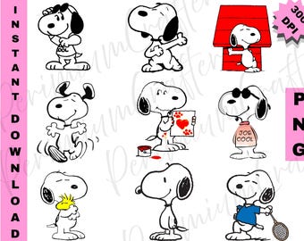 Snoopy PNG,Cartoon Dog, Comic Puppy, Cricut Silhouette (Digital Download)