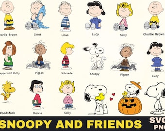 Retro Snoopy and Friends SVG Bundle, Vintage Cartoon Clipart (Digital Download)